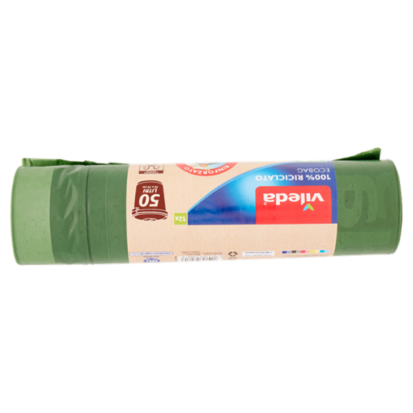 Vileda sacco immondizia Ecobag 100% Riciclato da 50lt, 12 sacchi