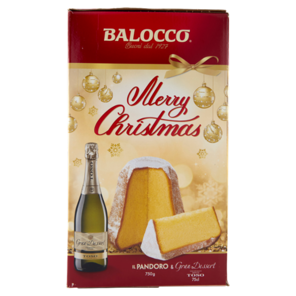 Balocco Merry Christmas il Pandoro 750 g & Gran Dessert Vino Spumante Dolce Toso 75 cl