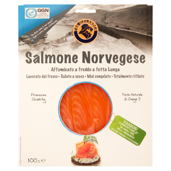 The Icelander Salmone Norvegese Affumicato a freddo a fetta Lunga 100 g