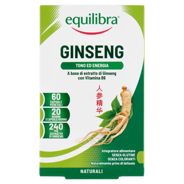 equilibra Ginseng Tono ed Energia 60 Capsule Vegetali Naturali 19,2 g
