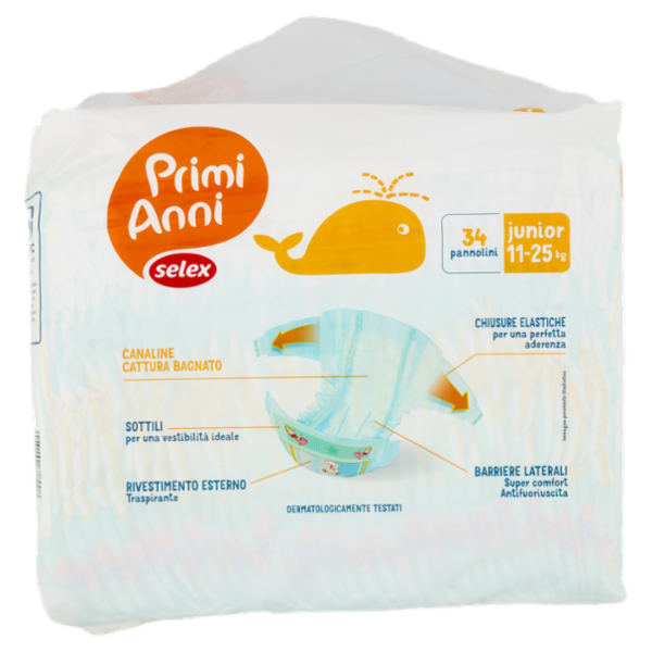 Selex Primi Anni Pannolini per Bambini Junior 11-25 kg 2x17 pezzi