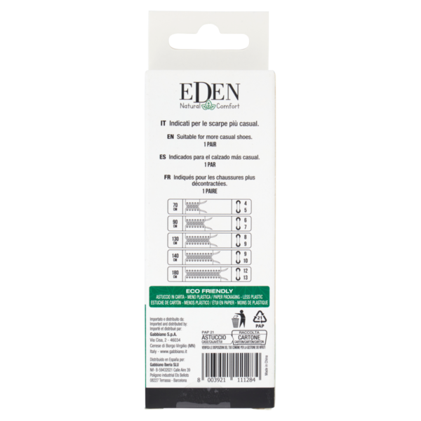 Eden Natural Comfort Lacci Piatti 130 cm 8/9 Fori 1 Paio