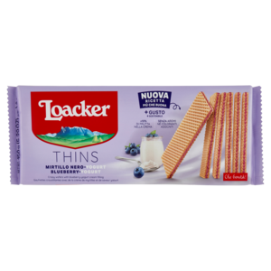 Loacker Wafer Thins Mirtillo Nero Yogurt Con Crema Ai Mirtilli Neri e Al Gusto Di Yogurt Wafers 150g