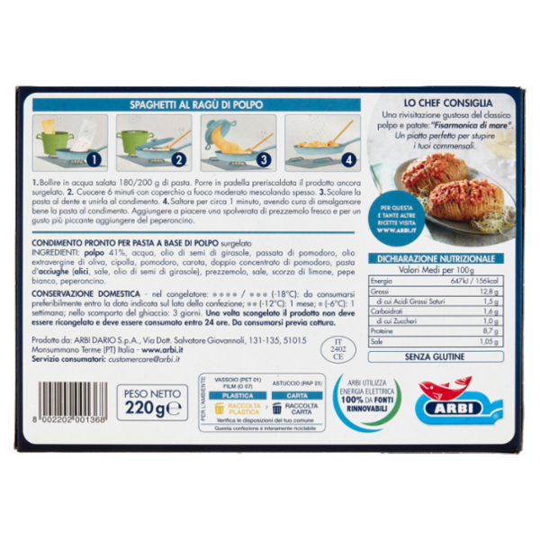 Arbi Ragù di Polpo 220 g
