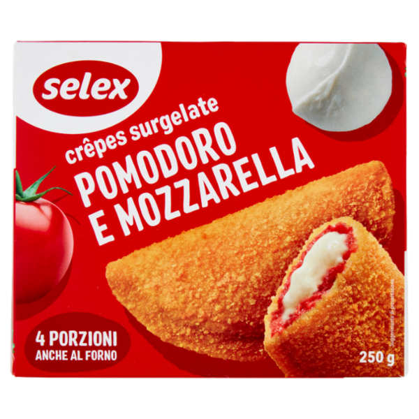 Selex Crêpes Surgelate Mozzarella e Pomodoro 4 pezzi 250 g