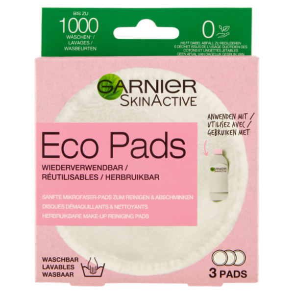 Garnier SkinActive Dischetti Ecologici Struccanti in Microfibra EcoPads, Lavabili e Riutilizzabili
