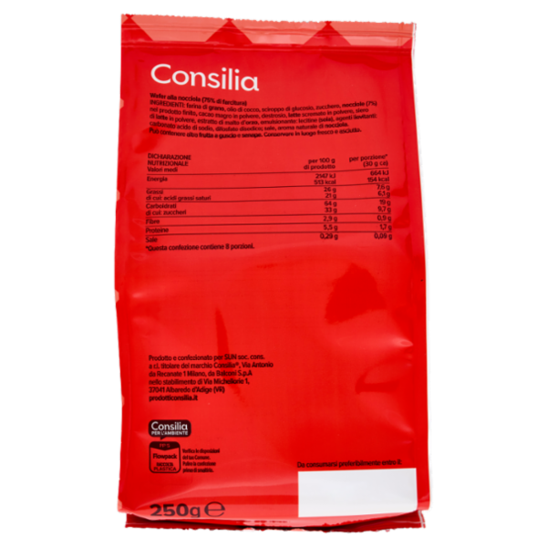 Consilia Wafer alla Nocciola 250 g