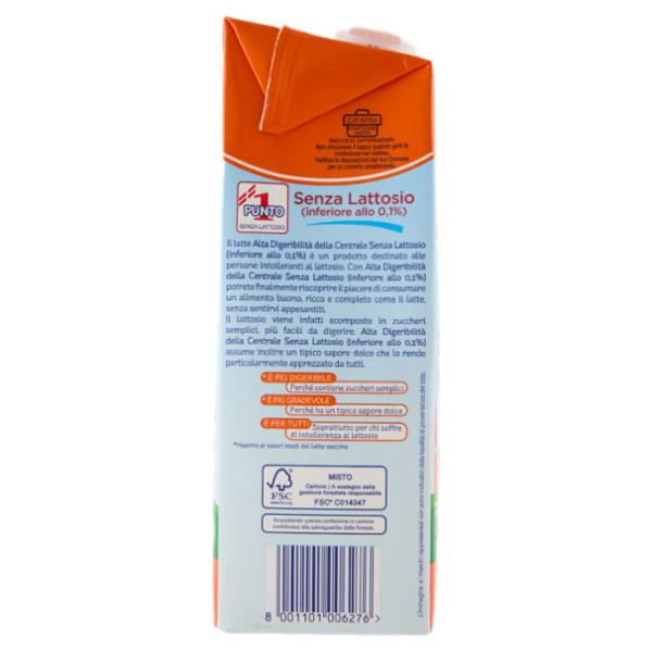 Centrale del latte Vicenza Alta Digeribilità Senza Lattosio 1% di Grassi 1000 ml