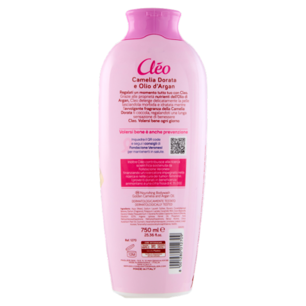 Cléo Nutriente Camelia Dorata e Olio d'Argan Bagnodoccia 750 ml