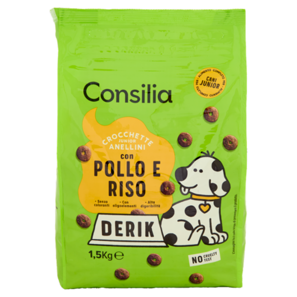 Consilia Derik Cane Junior Crocchette con Pollo e Riso 1,5 kg