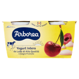 Arborea Yogurt Intero Da Latte Di Alta Qualità Ciliegia Frullata 2 x 125 g