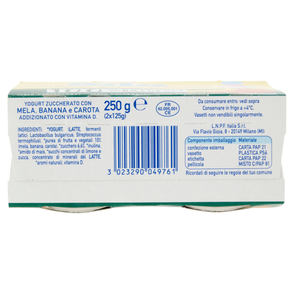 NESTLÉ MIO Yogurt Frutta & Verdura Banana, Mela e Carota 2 x 125 g