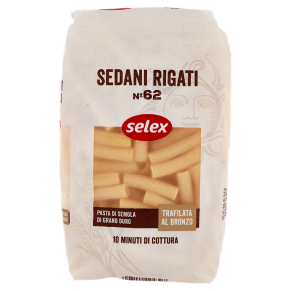 Selex Pasta di Semola Trafilata al Bronzo Sedani Rigati 500 g