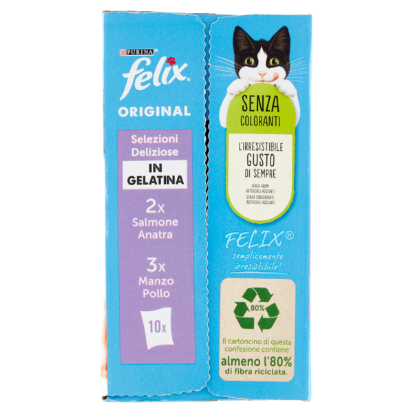 FELIX Original Selezioni Deliziose in Gelatina (Salmone/Anatra & Manzo/Pollo) 10 x 85 g