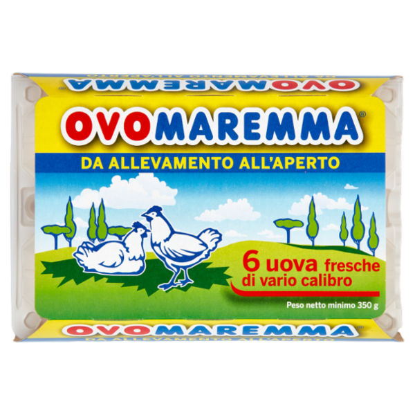 Ovomaremma 6 uova fresche di vario calibro da Allevamento all'Aperto 350 g