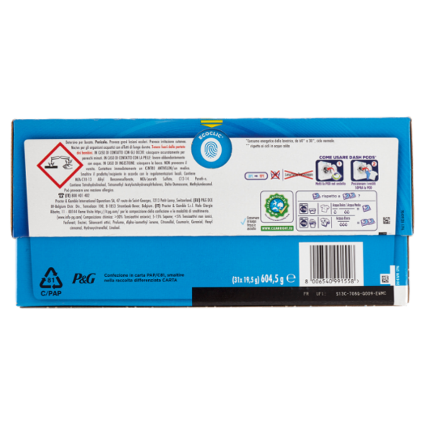 Dash Pods Detersivo Lavatrice In Capsule, Classico, 31 Lavaggi 604,5 g