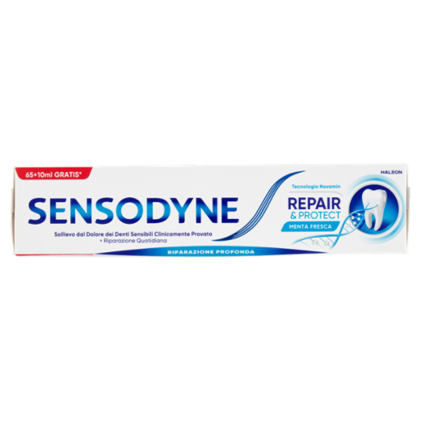 Sensodyne Repair & Protect, Dentifricio per Denti Sensibili, Uso Quotidiano, 65+10ML gratis