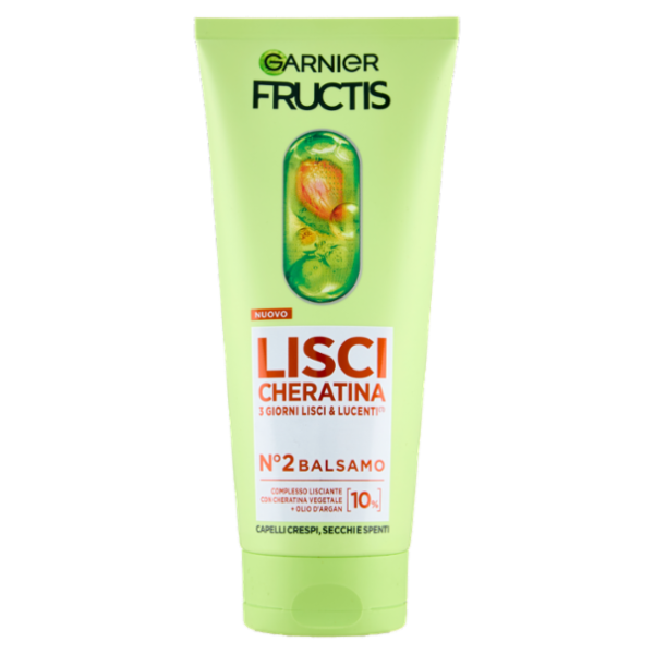 Fructis Lisci Cheratina N°2 Balsamo, per Capelli Crespi, Secchi e Spenti, 200 ml