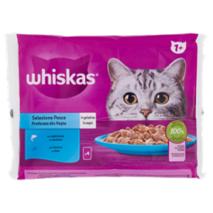 Whiskas Selezione Pesce In Gelatina Con Salmone, Con Tonno 4 x 85 g
