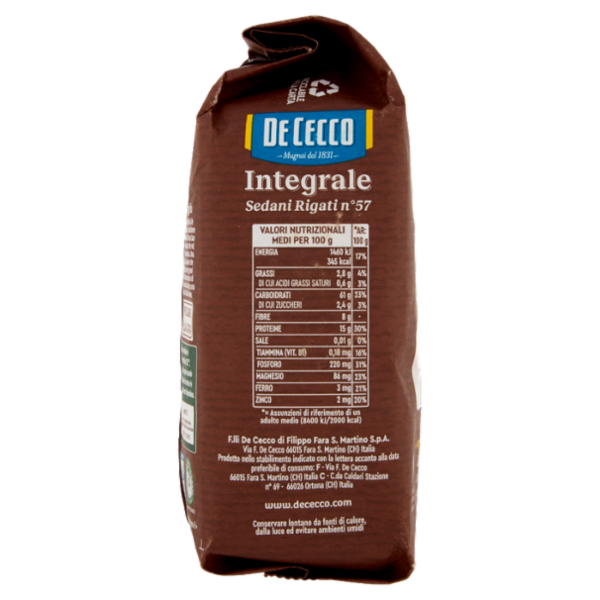 Dececco Integrale Sedani Rigati n°57 500 g