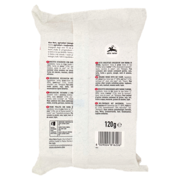alce nero Fette Biscottate con Farina di Avena 120 g