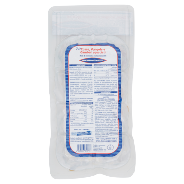 Iberia Tris Cozze, Vongole e Gamberi sgusciati congelati 250 g