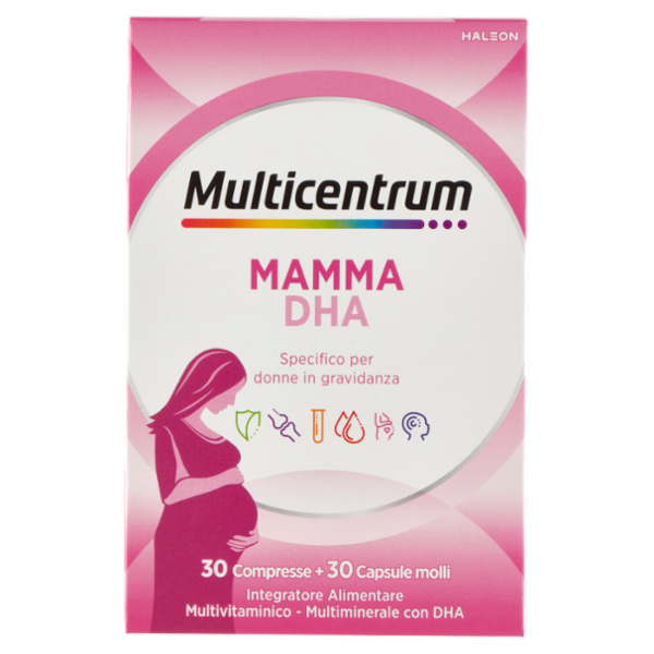 Multicentrum Mamma DHA Integratore completo con Acido Folico Donne in Gravidanza 30+30 compresse 52g