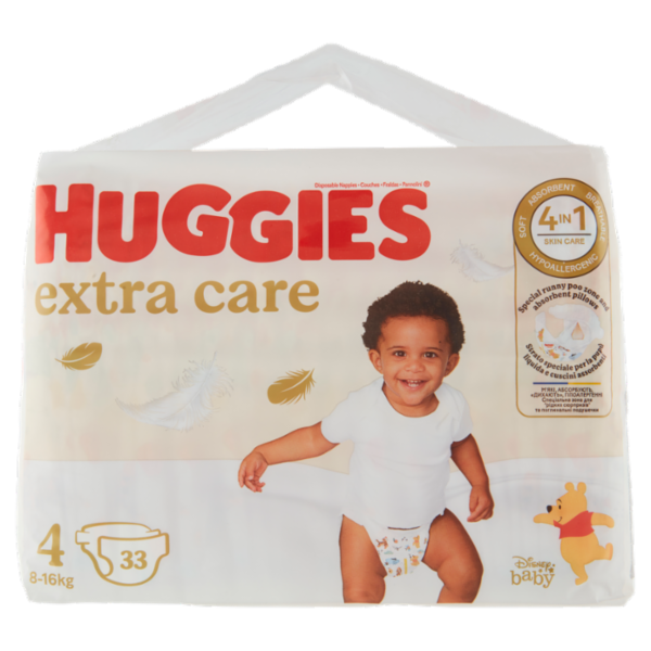 Huggies extra care Pannolini 4 8-16 Kg 33 pz