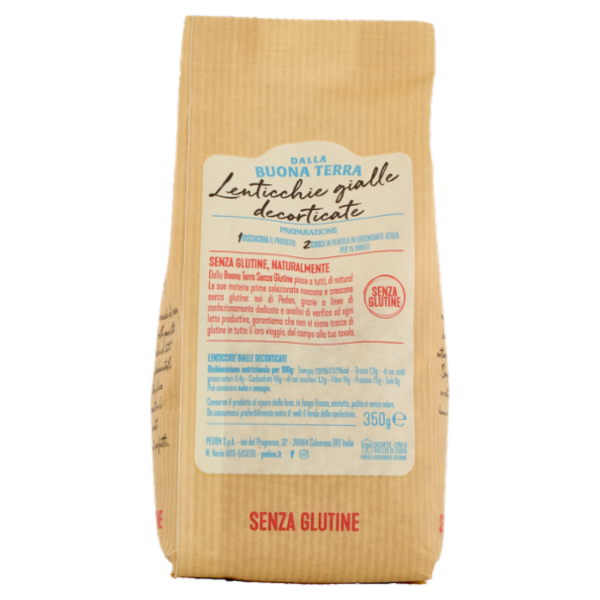 Dalla Buona Terra pedon Senza Glutine Lenticchie gialle decorticate 350 g