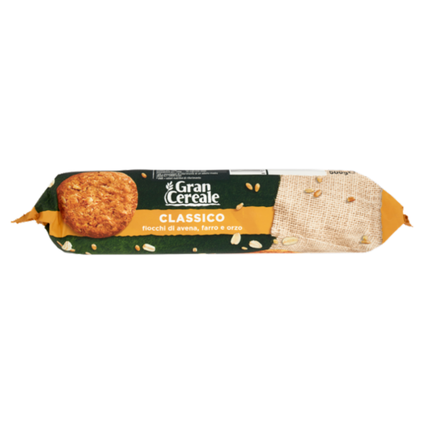 Gran Cereale Biscotti Gran Cereale Classico Fiocchi di Avena Farro Orzo Tubo 500 g