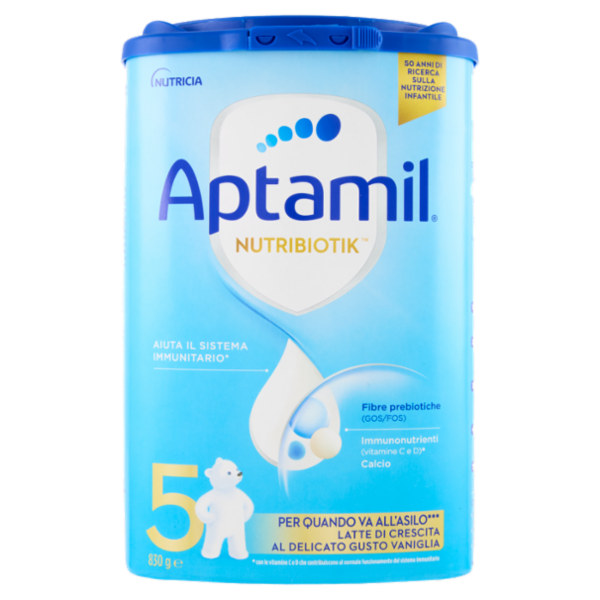 APTAMIL 5 - Latte di crescita in Polvere, Supporta il Sistema Immunitario grazie alle Vit C&D, 830g