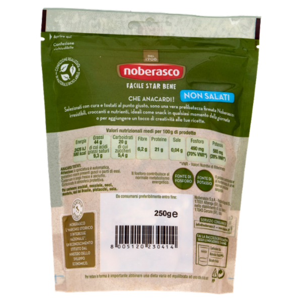 noberasco Che Anacardi! Non Salati Tostati 250 g