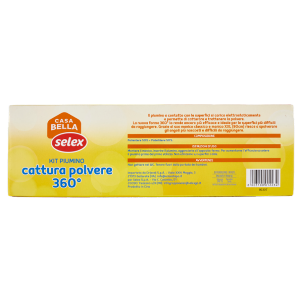 Selex Casa Bella Kit Piumino Cattura Polvere 360° 1 Manico + 2 Piumini