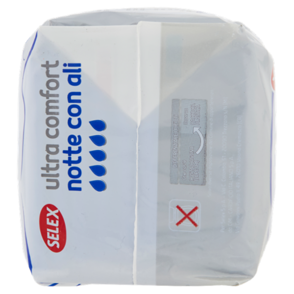 Selex Assorbenti Ultra Confort Notte con Ali Effetto Cotone in Bustine Singole 10 pezzi