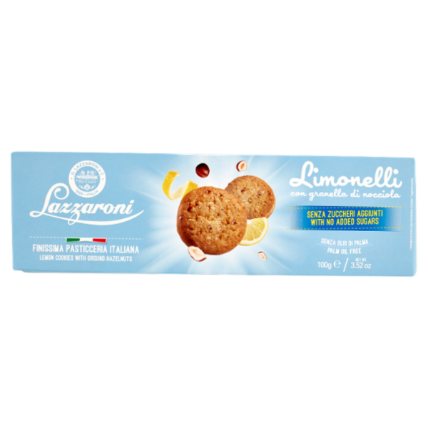 Lazzaroni Senza Zuccheri Aggiunti Limonelli con granella di nocciola 100 g