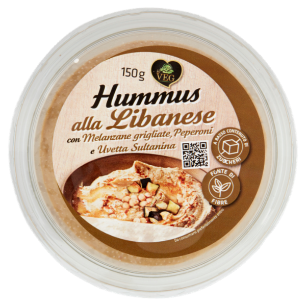 io VEG Hummus alla Libanese con Melanzane grigliate, Peperoni e Uvetta Sultanina 150 g