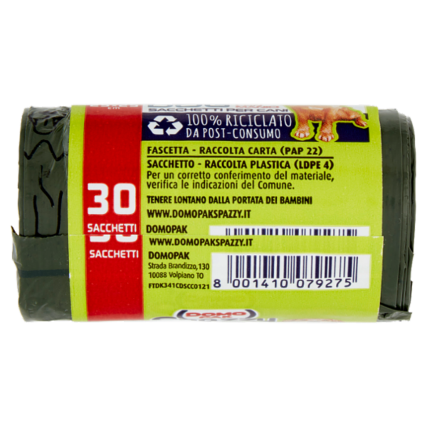 Domopak Spazzy Clean Dog Sacchetti per Cani con Manici 25x25cm 30 pz
