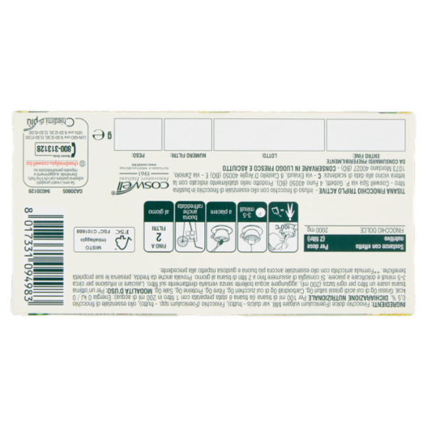 L'Angelica Le Tisane Finocchio Triplo Active 18 Filtri 36 g