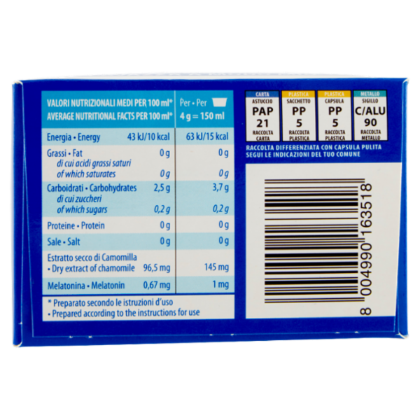 ristora Camomilla con Melatonina 16 Capsule Compatibili con macchine Lavazza a Modo Mio* 16 x 4 g