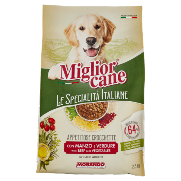 Migliorcane Le Specialità Italiane Appetitose Crocchette con Manzo e Verdure per Cane Adulto 2,5 KG