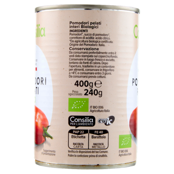 Consilia Scelte dalla Natura Pomodori Pelati Biologici 400 g