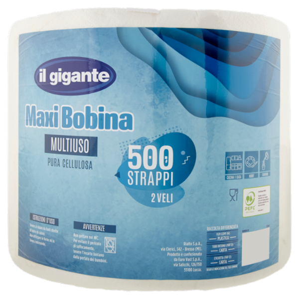 IL GIGANTE Maxi Bobina Multiuso 500 Strappi 2 Veli
