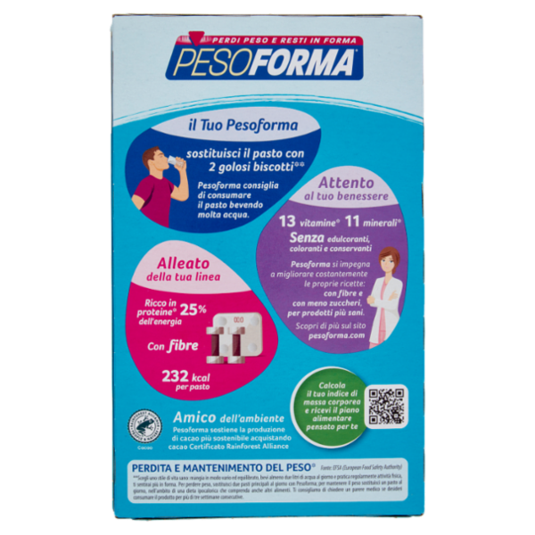 Pesoforma Biscotti gusto Cioccolato e Nocciola, sostitutivo del pasto, 16 biscotti da 33 g