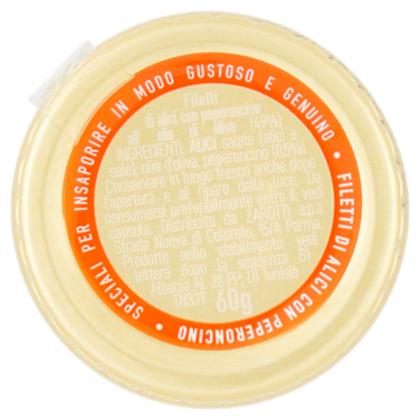 Zarotti Filetti di Alici con Peperoncino in Olio di Oliva 60 g