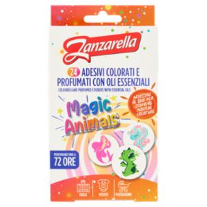 Zanzarella Adesivi Colorati e Profumati Con Oli Essenziali Magic Animals 24 Pz