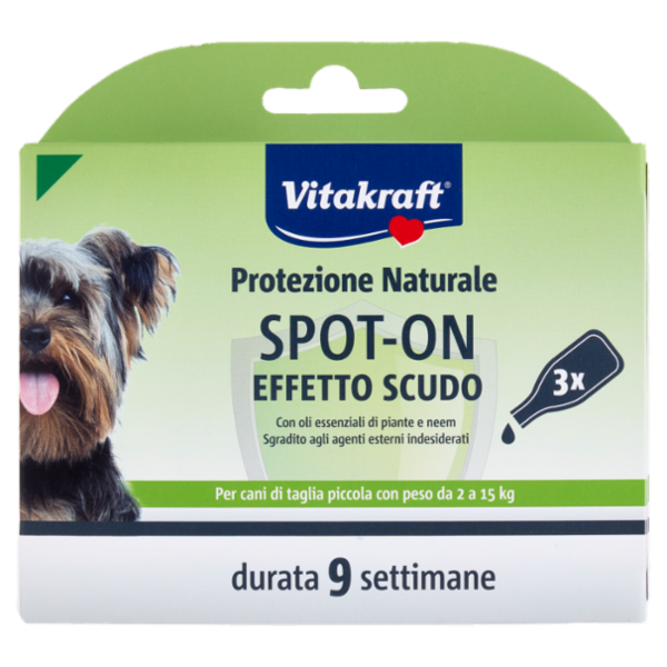 Vitakraft Spot-on Effetto Scudo Per cani di taglia piccola con peso da 2 a 15 kg 3 pezzi da 1 ml