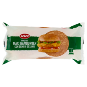 Selex Pane Per Maxi Hamburger Con Sesamo 4 Pezzi 300 g