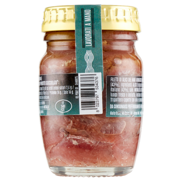 Assaggi e paesaggi Filetti Alici Mar Adriatico in Olio Extravergine Oliva 100% Italiano (43%) 90 g