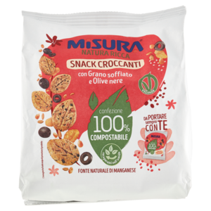 Misura Natura Ricca Snack Croccanti Con Grano Soffiato e Olive Nere 7 x 32 g