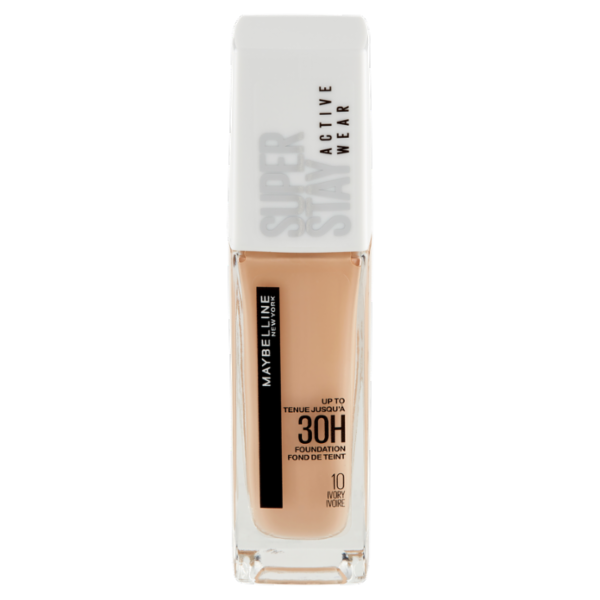 Maybelline New York Fondotinta Liquido SuperStay 30H Active Wear, Ivory (10), 30 ml